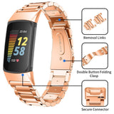 For Fitbit Charge 5 & Fitbit Charge 6 | Rose Gold Classic Steel Band