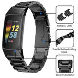 For Fitbit Charge 5 & Fitbit Charge 6 | Black Classic Steel Band
