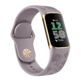 For Fitbit Charge 5 & Fitbit Charge 6 | Floral Silicone Strap (13 Colors Available)