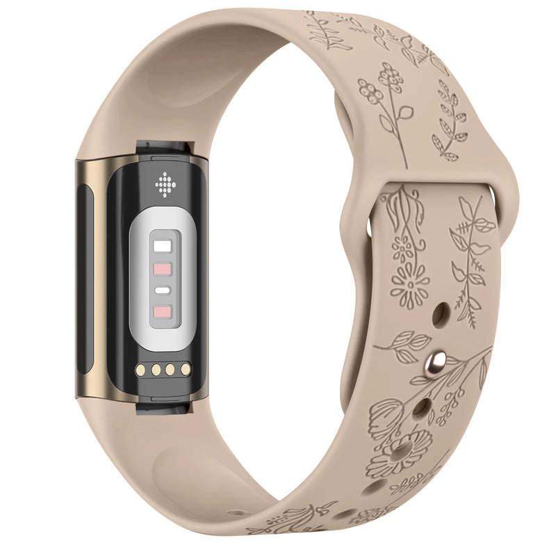 For Fitbit Charge 5 & Fitbit Charge 6 | Floral Silicone Strap (13 Colors Available)
