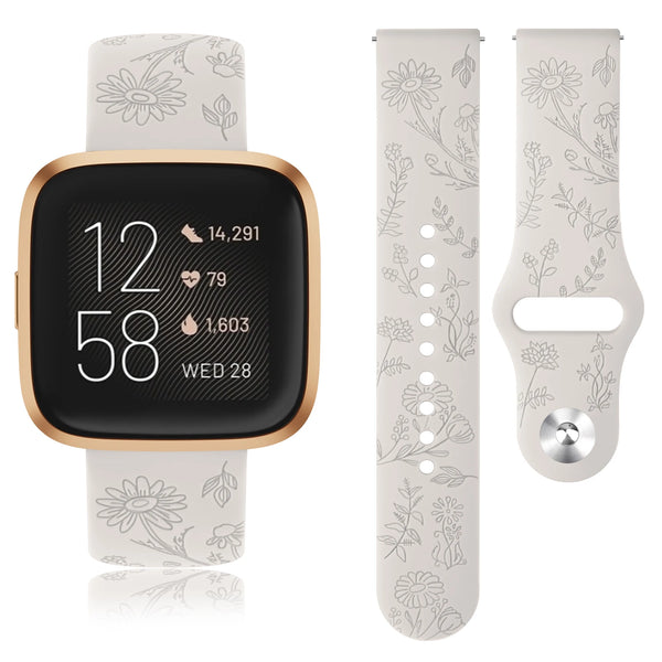 Fitbit Sense 2 Band | Fitbit Versa 4 Band | Floral Silicone Fitbit Band (13 Colors Available)