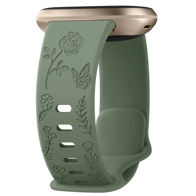 For Fitbit Sense and Versa 3 | Floral Silicone Band | 11 Colors Available
