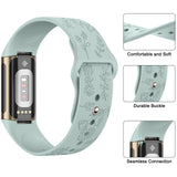 For Fitbit Charge 5 & Fitbit Charge 6 | Floral Silicone Strap (13 Colors Available)