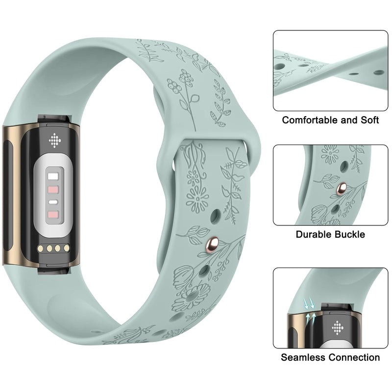 For Fitbit Charge 5 & Fitbit Charge 6 | Floral Silicone Strap (13 Colors Available)