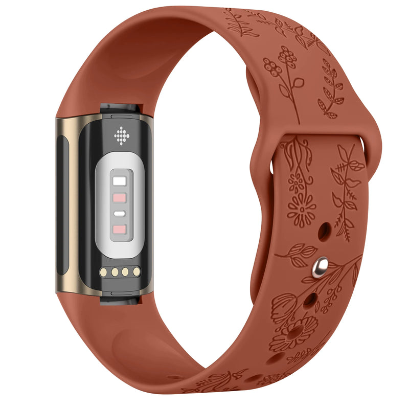 For Fitbit Charge 5 & Fitbit Charge 6 | Floral Silicone Strap (13 Colors Available)