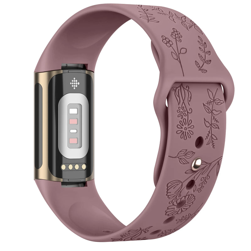 For Fitbit Charge 5 & Fitbit Charge 6 | Floral Silicone Strap (13 Colors Available)