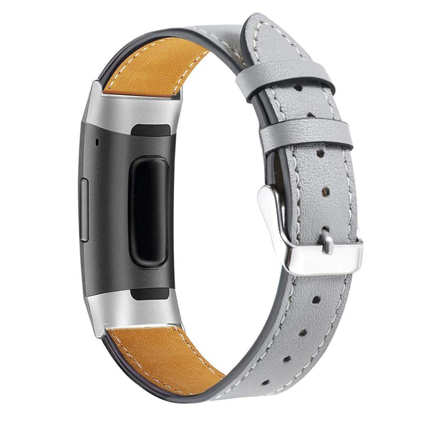 For Fitbit Charge 3 and Charge 4 | Stitched Leather Band | 17 Colors Available