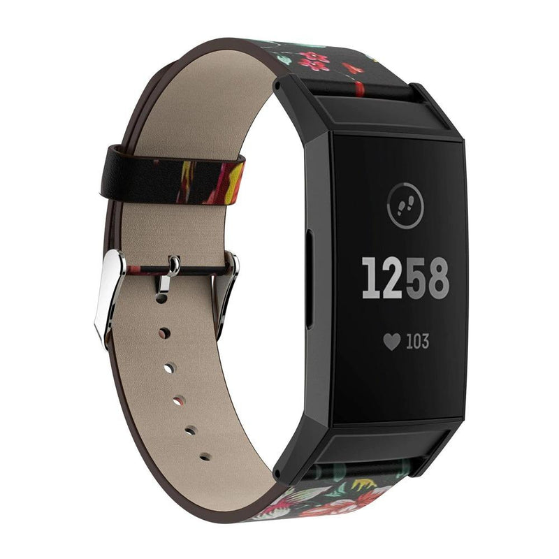 For Fitbit Charge 3 and Charge 4 | Patterned Leather Band | 4 Colors Available