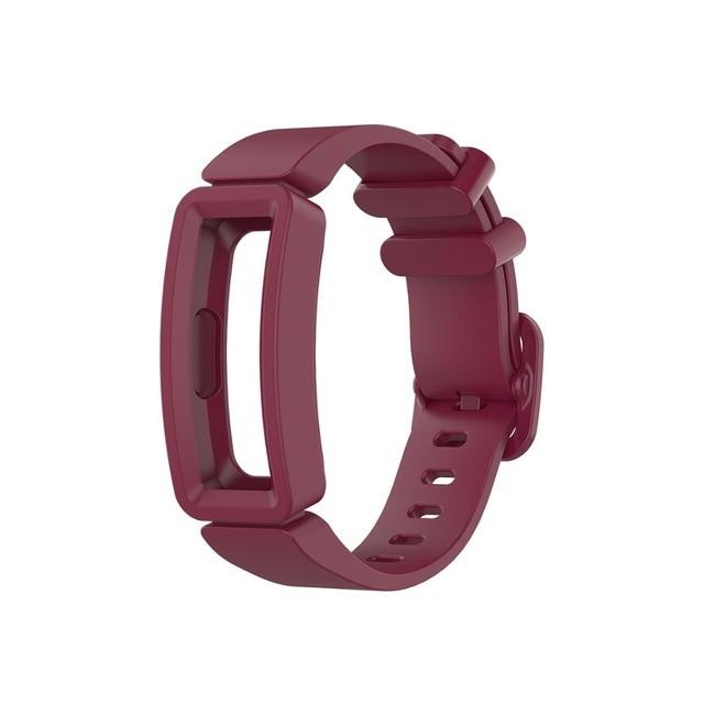 For Fitbit Ace 2 | Dark Red Plain Silicone Band