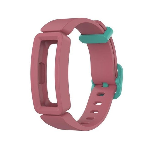 For Fitbit Ace 2 | Light Red/Green Plain Silicone Band