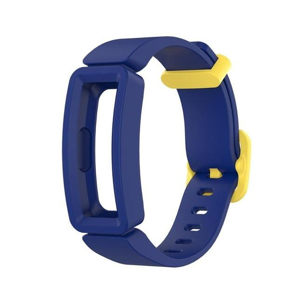 For Fitbit Ace 2 | Bue/Yellow Plain Silicone Band