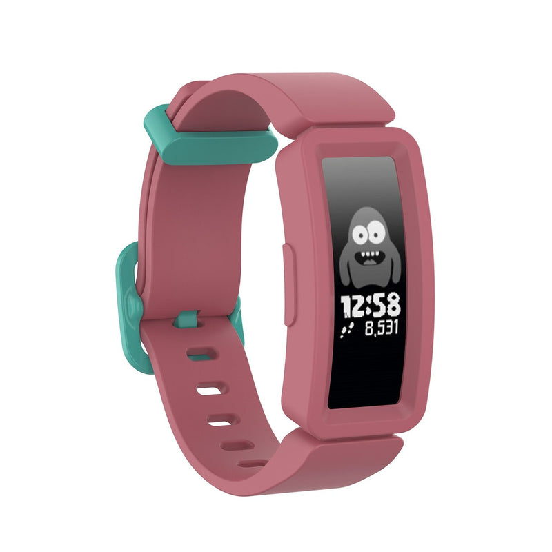 For Fitbit Ace 2 | Light Red/Green Plain Silicone Band