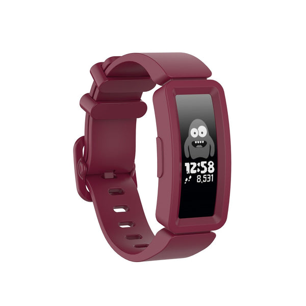 For Fitbit Ace 2 | Dark Red Plain Silicone Band