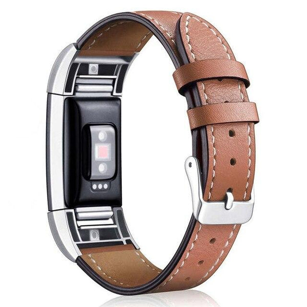 For Fitbit Charge 2 | Stitched Leather Band | 12 Colors Available