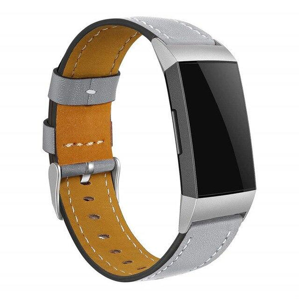 For Fitbit Charge 3 and Charge 4 | Stitched Leather Band | 17 Colors Available