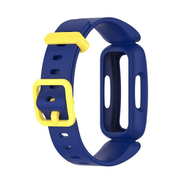 For Fitbit Ace 3 | Blue (Yellow Clasp) Plain Silicone Band