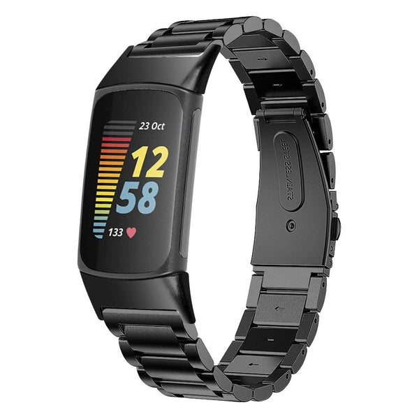 For Fitbit Charge 5 | Black Classic Steel Band