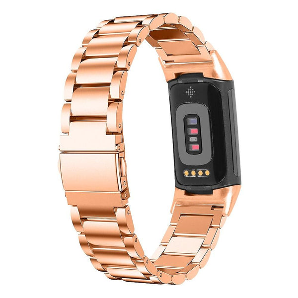 For Fitbit Charge 5 & Fitbit Charge 6 | Rose Gold Classic Steel Band
