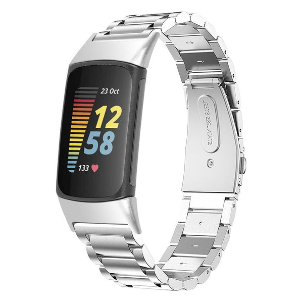 For Fitbit Charge 5 | Silver Classic Steel Band