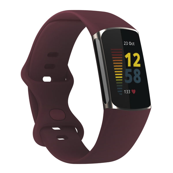 For Fitbit Charge 5 | Red Wine Silicone Band