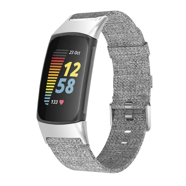 For Fitbit Charge 5 & Fitbit Charge 6 | Grey Woven Canvas Band