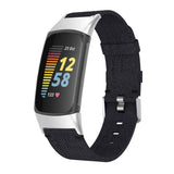For Fitbit Charge 5 & Fitbit Charge 6 | Black Woven Canvas Band