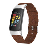 For Fitbit Charge 5 & Fitbit Charge 6 | Brown Woven Canvas Band