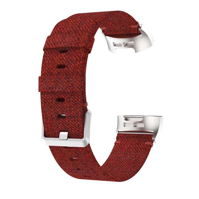 For Fitbit Charge 5 & Fitbit Charge 6 | Red Woven Canvas Band